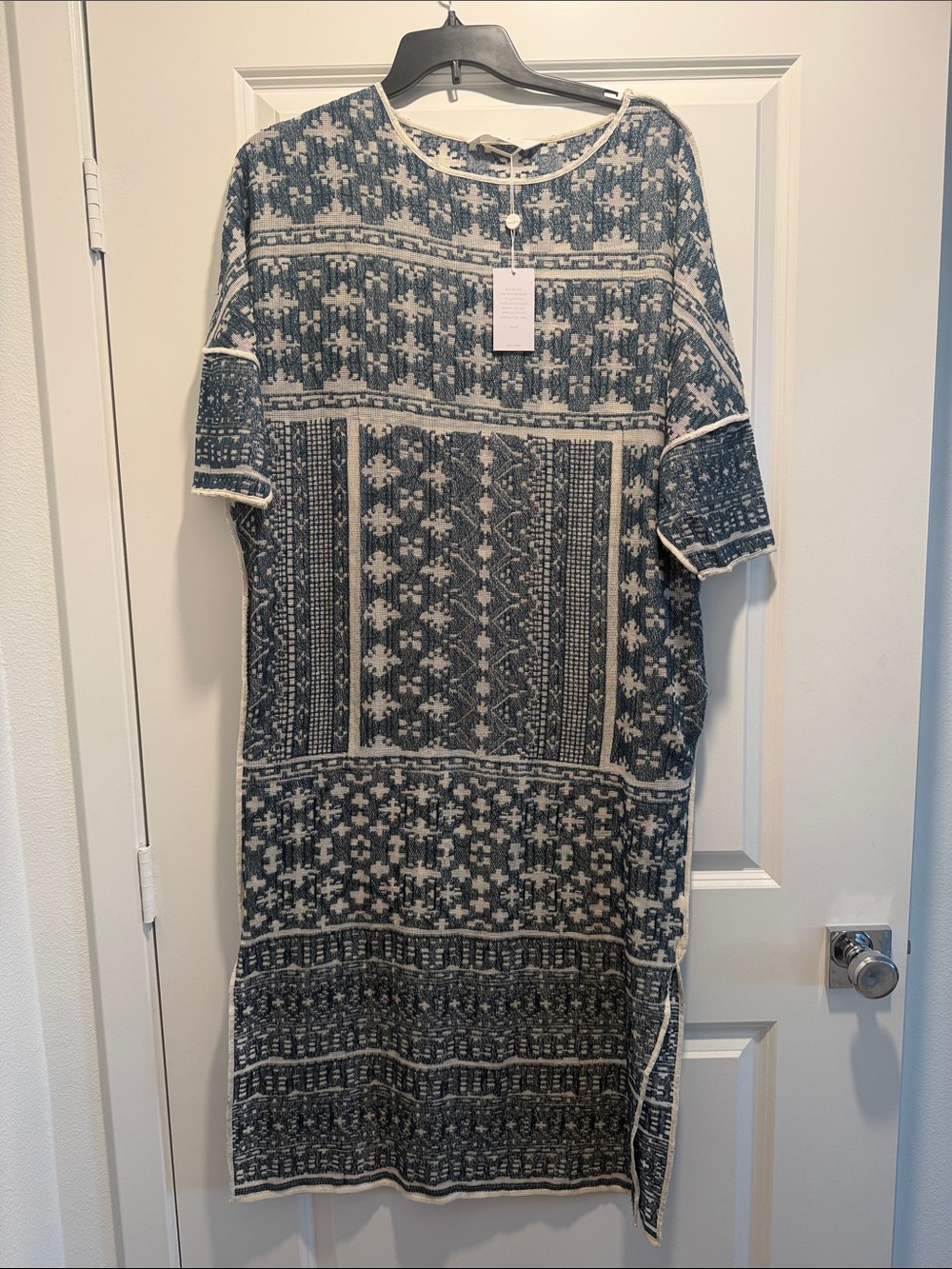 Mikoh Blue and Cream Patterned Maxi Dress